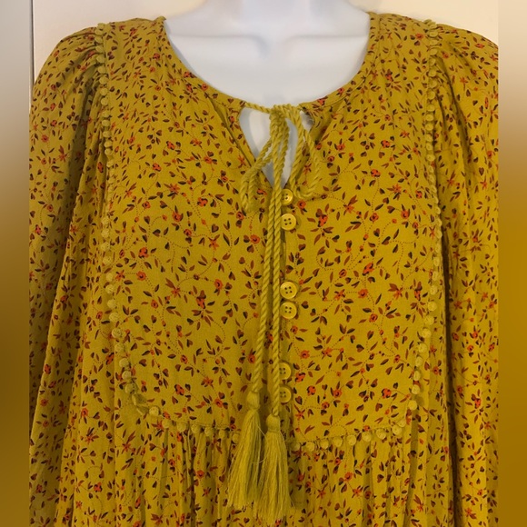Mark & Spencer women’s gold floral peasant dress size XSMALL - Picture 2 of 8
